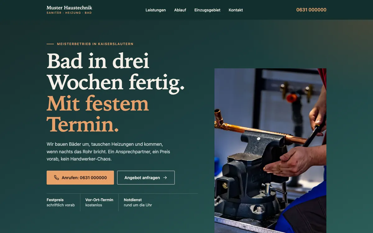Vorschau der Demo-Website Ruhig und edel